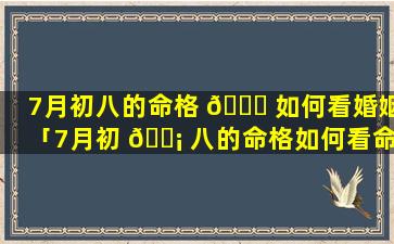 7月初八的命格 🐞 如何看婚姻「7月初 🐡 八的命格如何看命运」